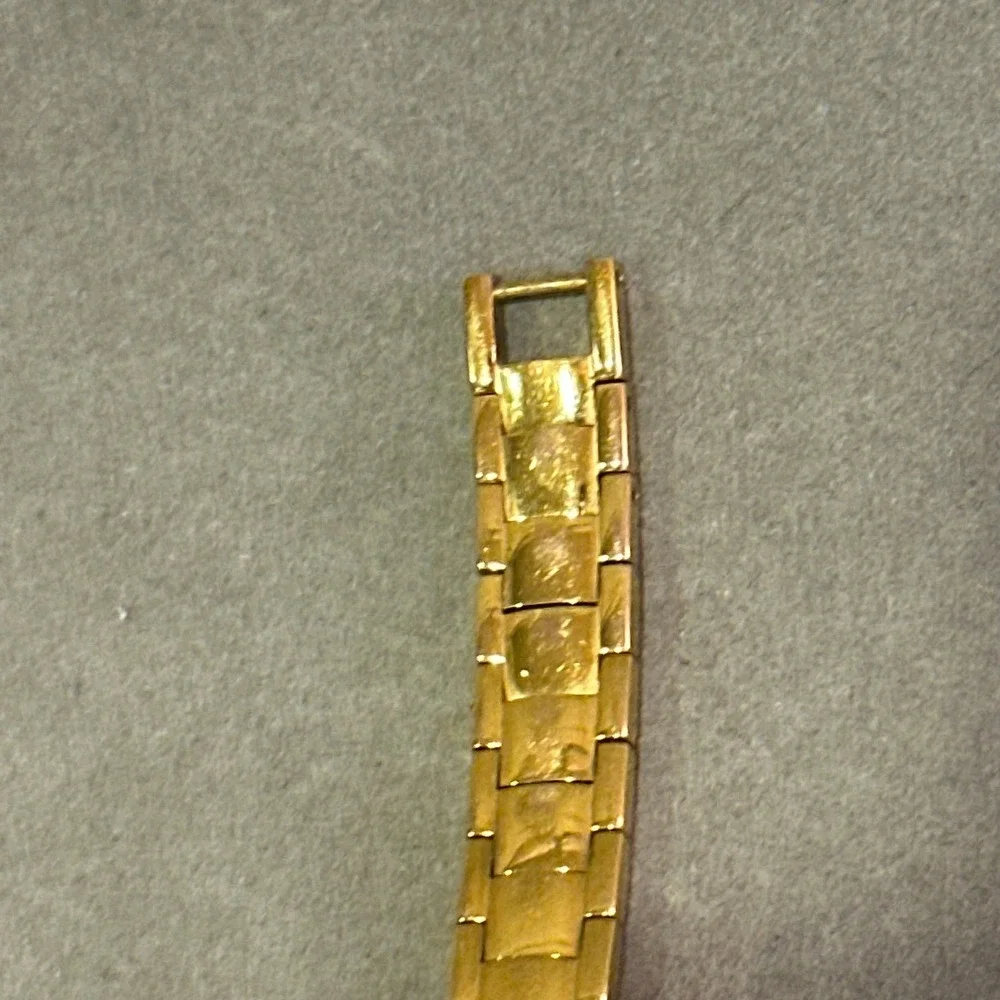 Pulsar V220-L336A Gold Tone Crystal Bezel Rectangular Quartz‎ Dress Watch 6.5
